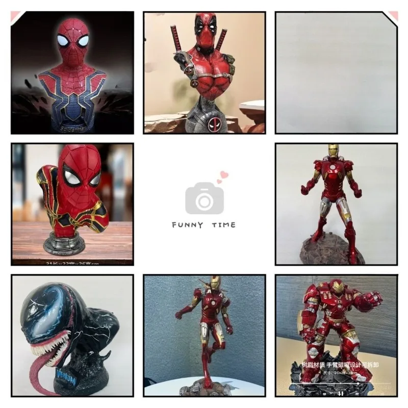 Cartoon Anime Iron Man Hulkbuster Avengers Marvel Spider-Man Deadpool Venom Resin Statue Hand Figure Model Ornament Wholesale