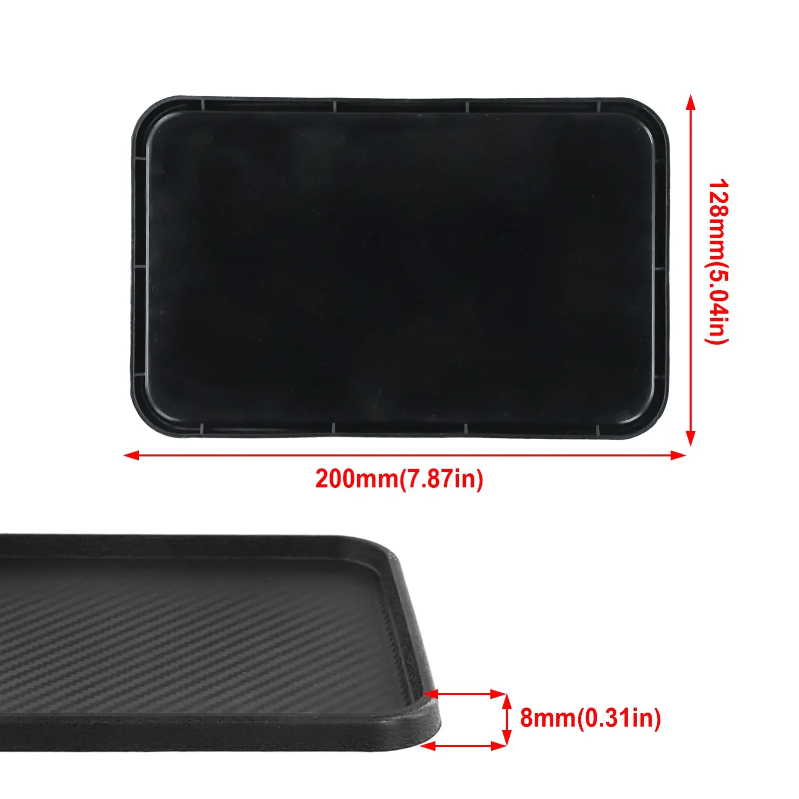 1pcs Car Front Dashboard Silicone Non-Slip Storage Catcher Pad Mat 200x128mm Black Auto Interior Accessories