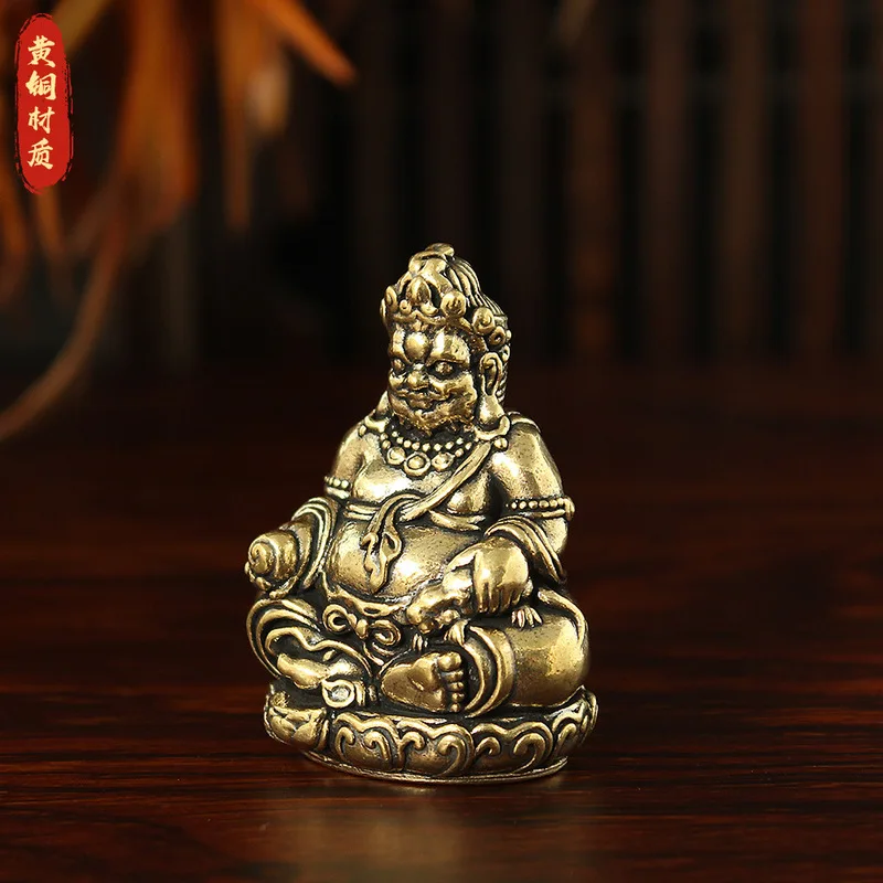 Yellow God of Wealth Pure Copper Ornament Creative Pocket Buddha for Home, Office, Entrance, and Desktop Worship - Wealthy Buddh