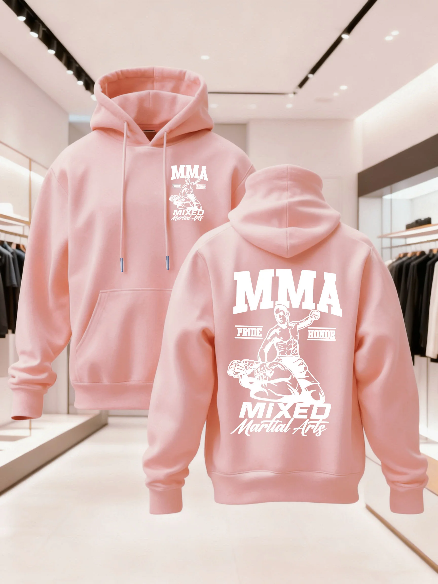 Herren MMA Hoodie Mixed Martial Arts Grafik Herbst Winter Fleece Sweatshirt Kampfsport Vintage Streetwear Pullover Locker Geschnitten – Detail 5