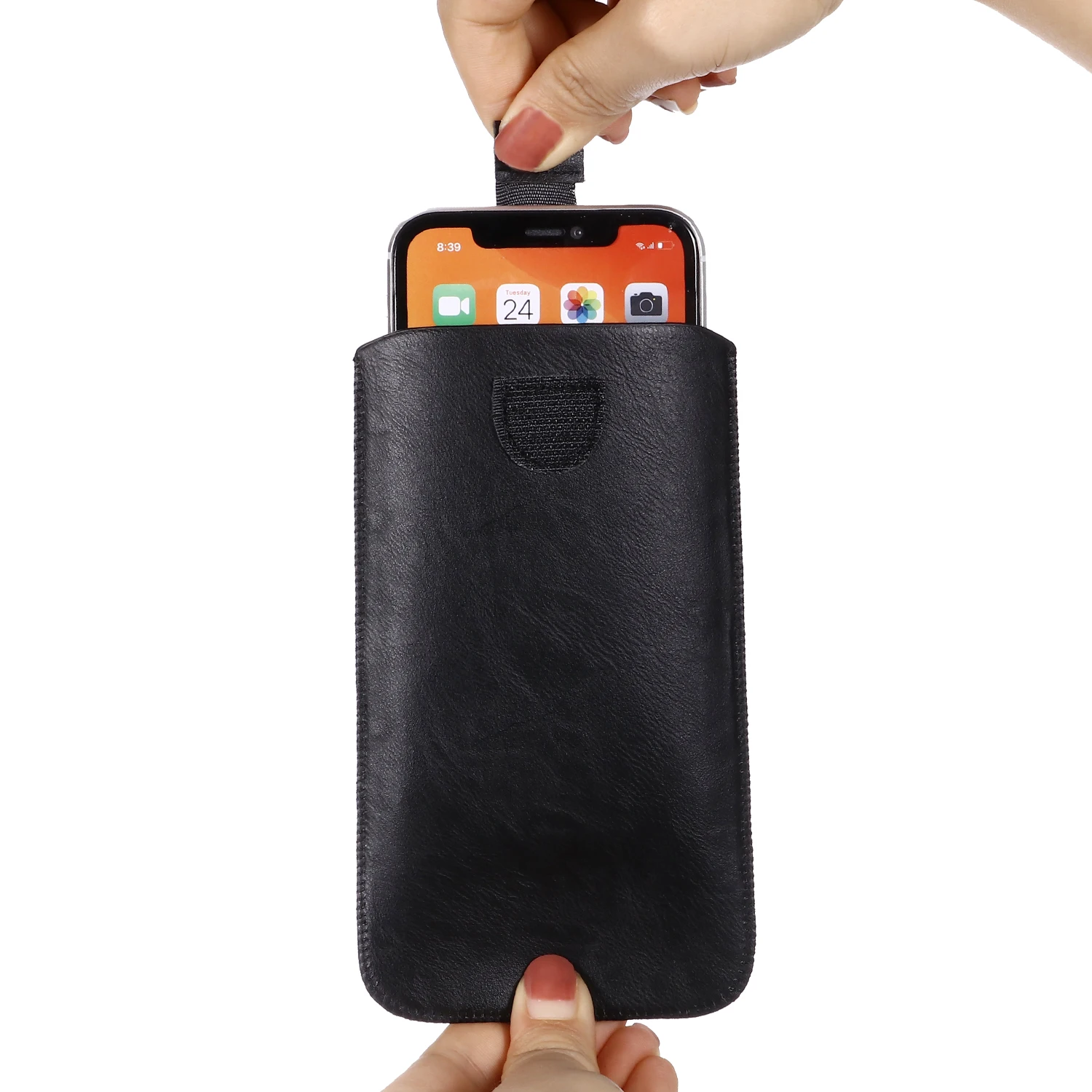 Universal Pull Leather Belt Clip Case For iPhone 15 14 13 12 11 Pro 7 8 Plus XR XS Max Cover Mobile Phone Waist Pouch