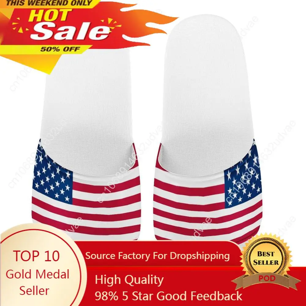 Women Custom Pattern Slippers American flag Print Summer Fashion Slide Sandals Outdoor Non-slip Beach Shoes Platform Flip Flops