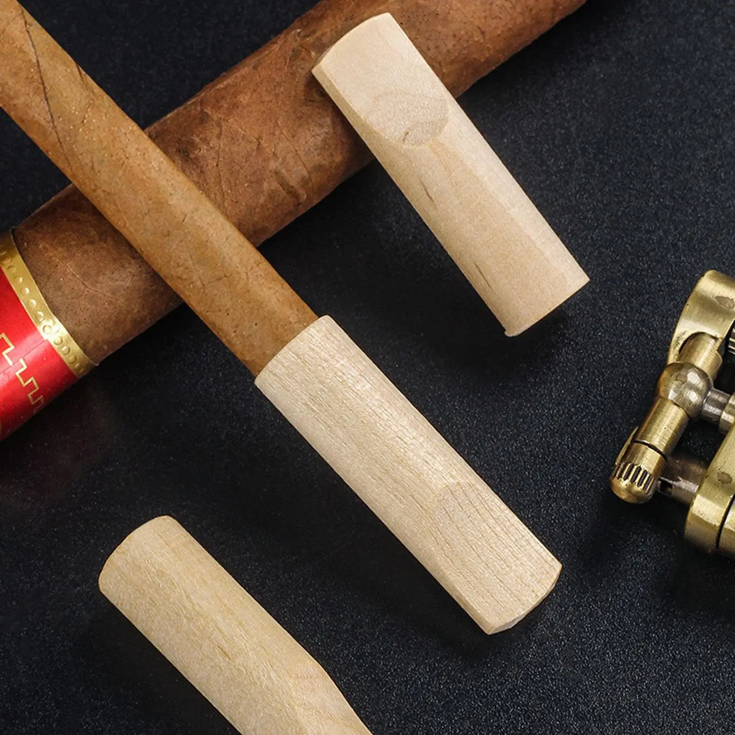 Wooden Cigar Mouthpiece Tip Solid Wood Hand-rolled Cigarette Tip Mouthpiece Filter Wood Cigar Tip Filter Mouthpiece view 4