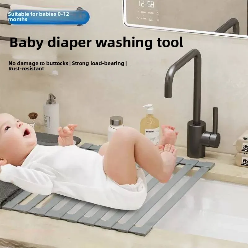 baby-butt-washing-stand-children-bathing-water-drainage-rack-rectangular-metal-non-transparent-kitchen-household-cleaning-tool