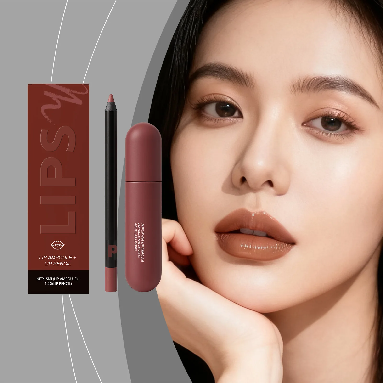 ชุดลิปคอมโบ พร้อมดินสอเขียนขอบปาก ลิปกลอส ติดทนนาน ชุดบำรุงริมฝีปาก ให้สีสัน ชุ่มชื้น ดูอวบอิ่ม 2 in 1 ลิปสติกแต่งหน้า