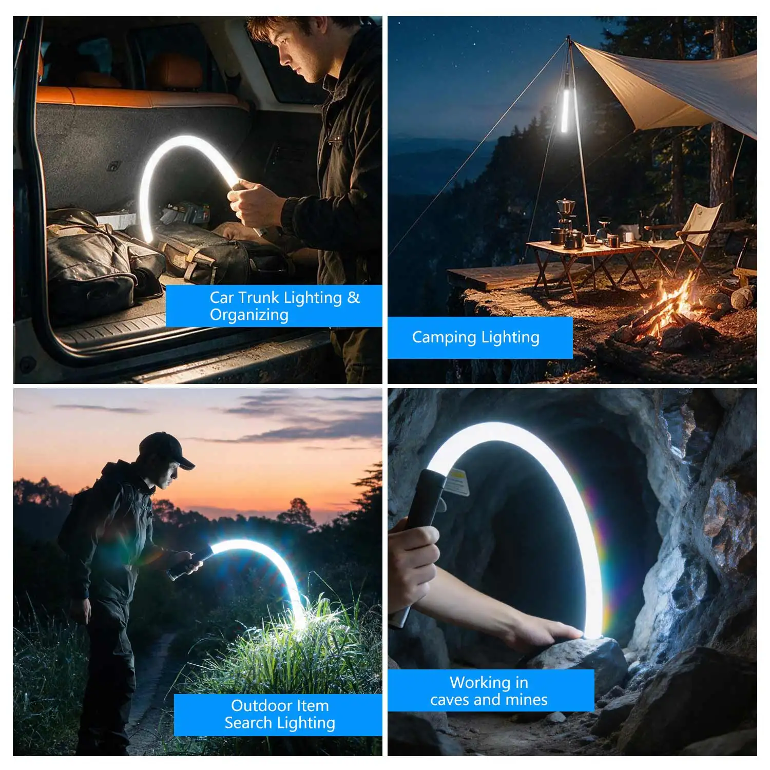 LED Light Strip Multifunctional Bendable Convenient High-power Maintenance Outdoor Flashlight Lighting Tool