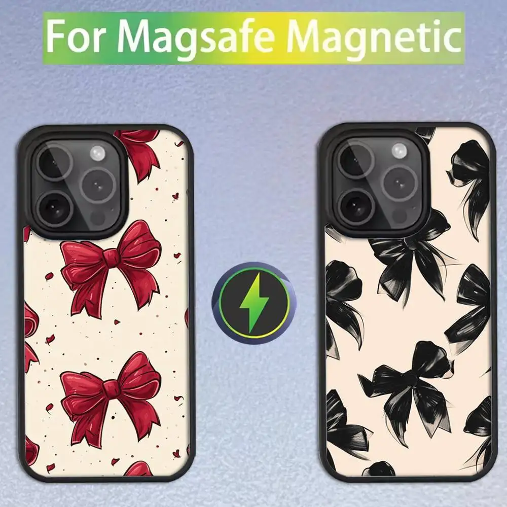 

Bow Tie Phone Case For iPhone 16,15,14,13,12,11,Pro,Max,Plus,Mini,SE Magsafe Magnetic Wireless Charging