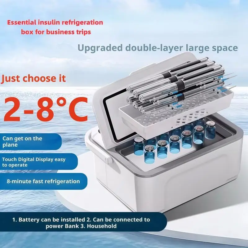 Insulin refrigerator LED large screen double-layer insulin refrigerator portable car medicine constant temperature refrigerator