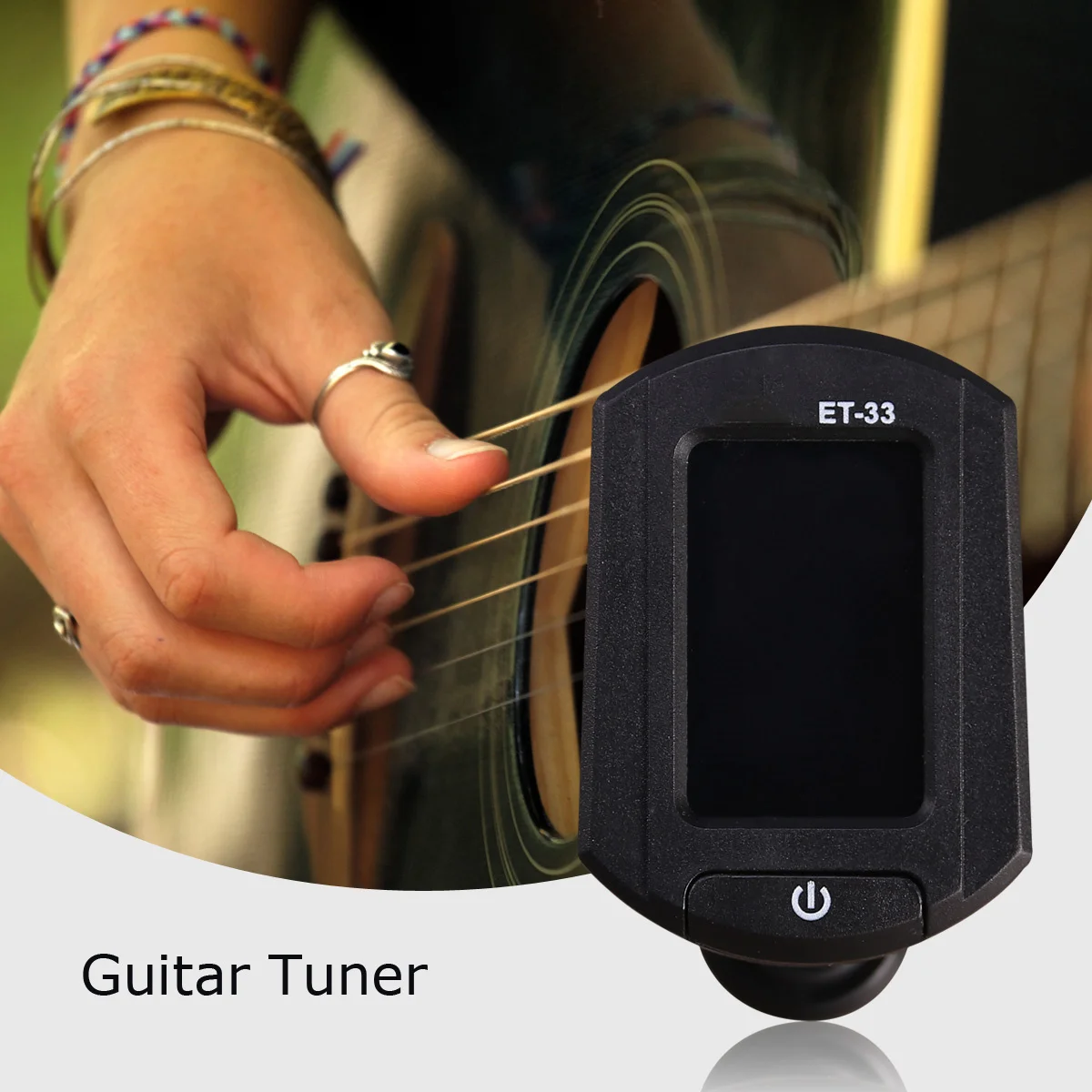 Eno Et-33 كليب على موالف الغيتار الأسود الرقمية Lcd ضبط جهاز ل باس الكمان القيثارة 360 °   اهتزاز قابل للدوران #6