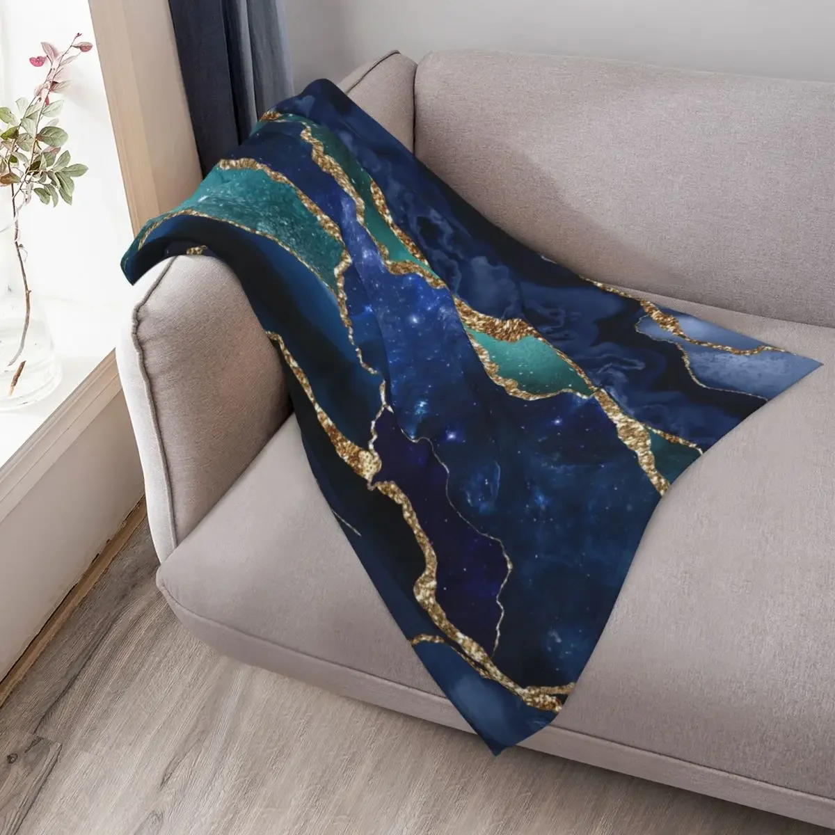 بطانية Glamour Milky Way Faux Marble Galaxy I Throw Blanket هدية مضحكة منقوشة لبطانيات الشتاء الفاخرة #3