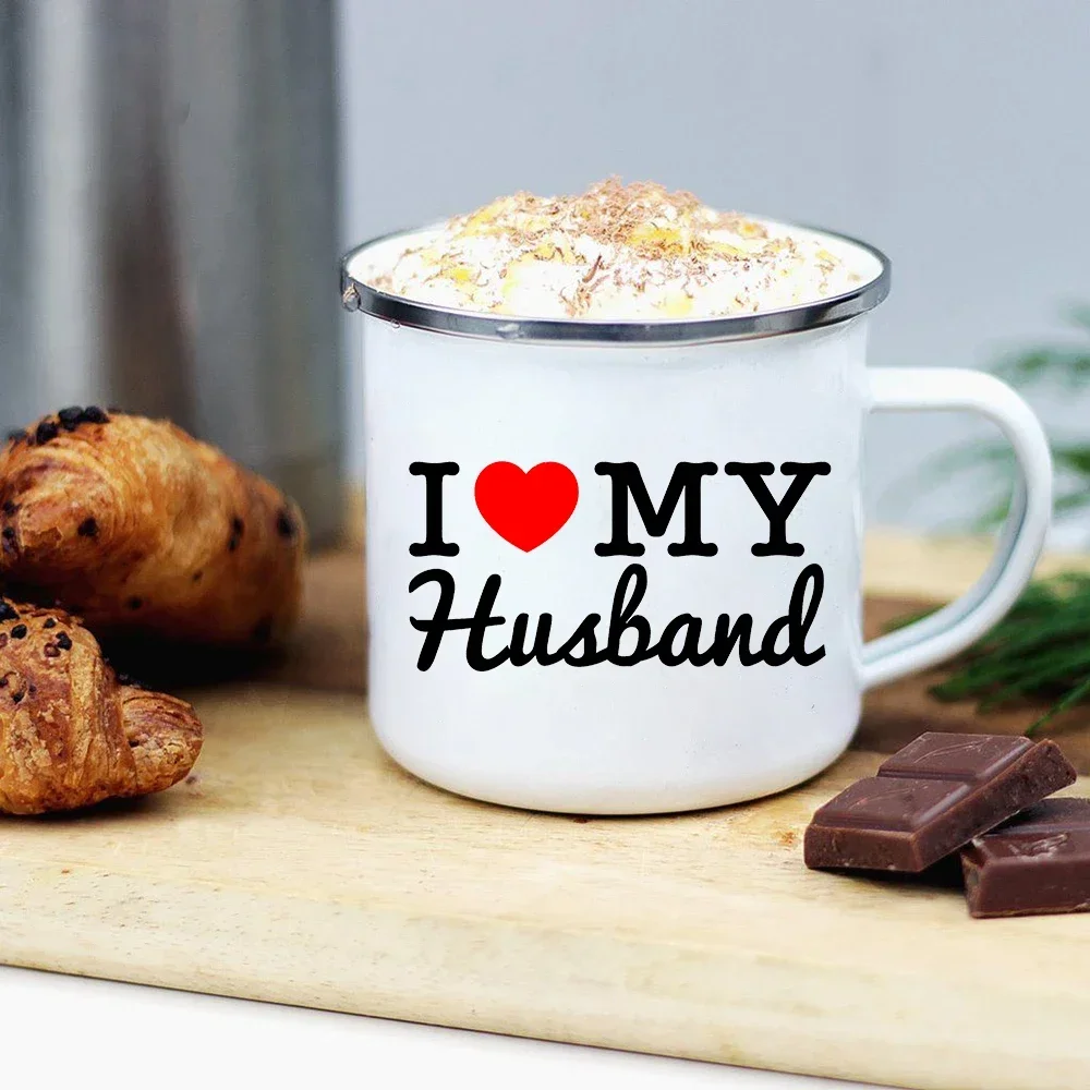 Creative Mug I Love My Wife Husband Lovers Enamel Coffee Mugs Bachelorette Party Wine Beer Drink Juice Cups Bridal Marry Gifts