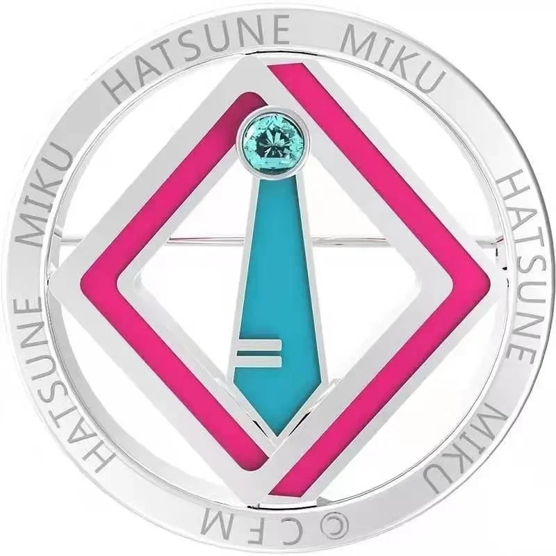 Cartoon anime Hatsune Miku brooch anime commemorative badge electroplated 925 silver jewelry backpack decoration girl ift