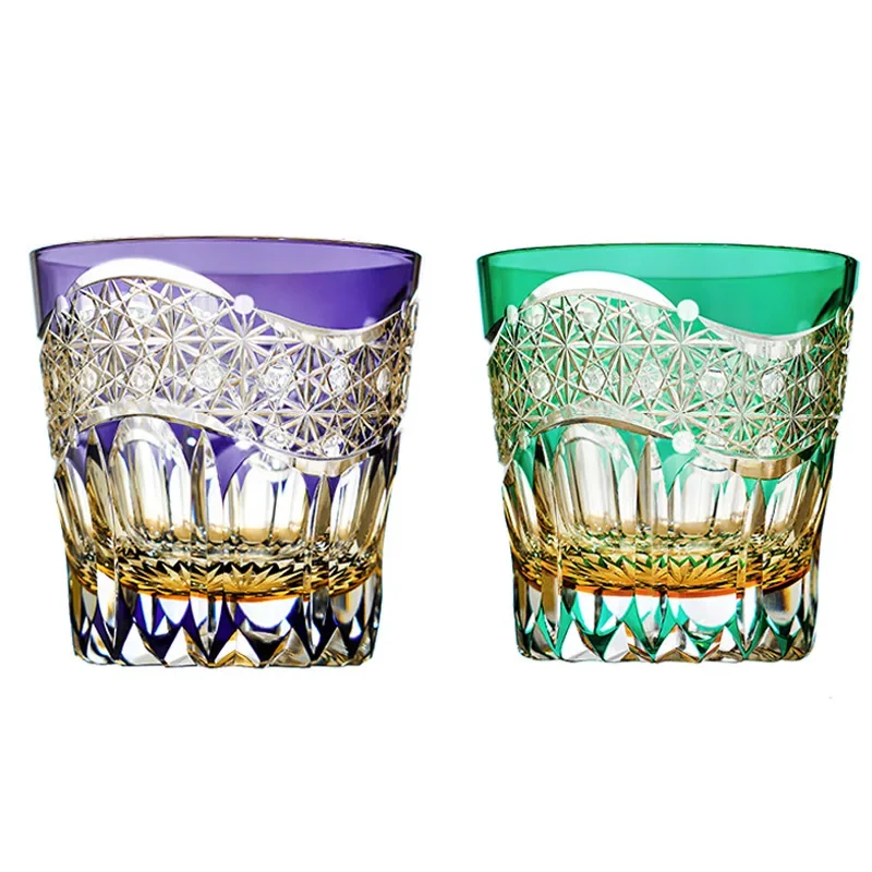 

Japanese whiskey crystal glass foreign wine cup, purple household juice cup gift box.