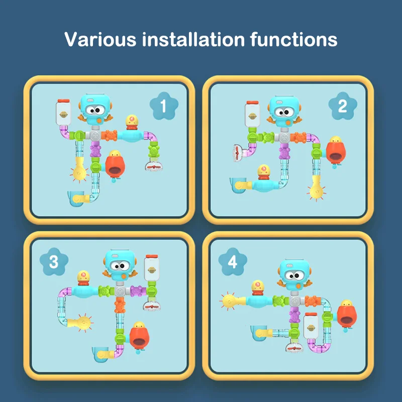 아기 목욕 장난감 욕조 DIY 파이프 튜브 물놀이 스프레이 수영 욕실 장난감 유아용 욕조 폭포 장난감