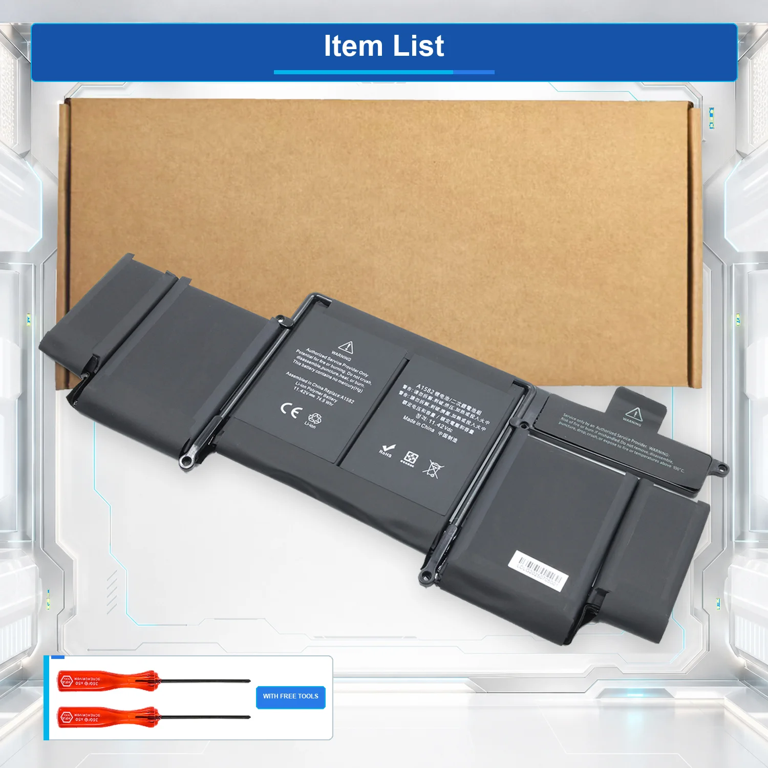 A1582 74.9Wh 11.42V Laptop Battery For Apple MacBook Pro 13 Retina A1502 2013 2014 2015 Year A1493