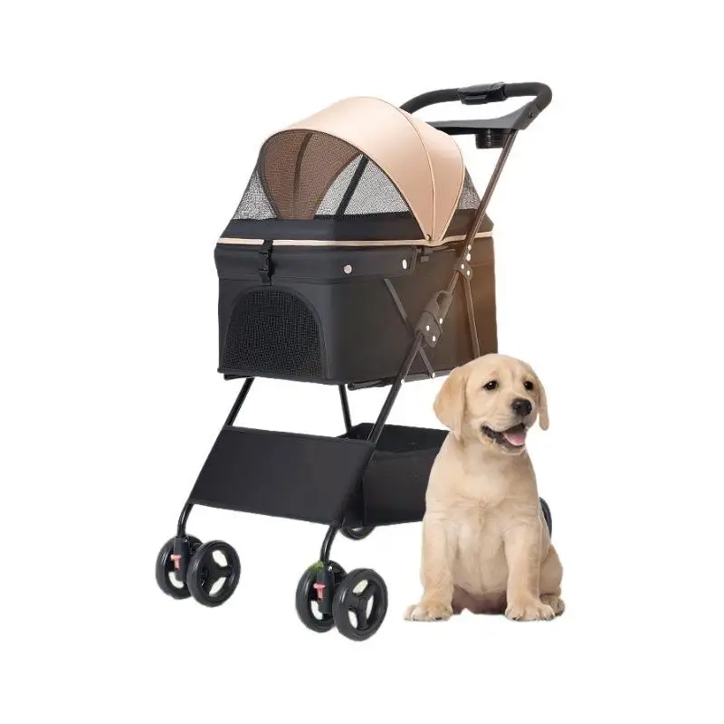 Lightweight White High Landscape Items Push Dog Cat Cart One-click Pet Cart
