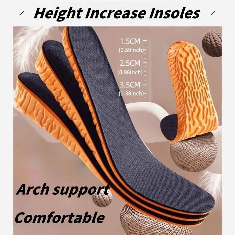 

Invisiable Height Increase Insoles for Women Men Heel Lift Shoes Sole Pad Shock Absorption Feet Care Cushion