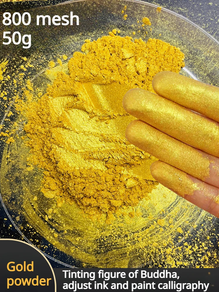 50g Złoty proszek nie blaknie Super jasny 800 mesh Pure Gold Flash Pearl Powder Temple Buddha Plaque Penmanship Tinting Pigment