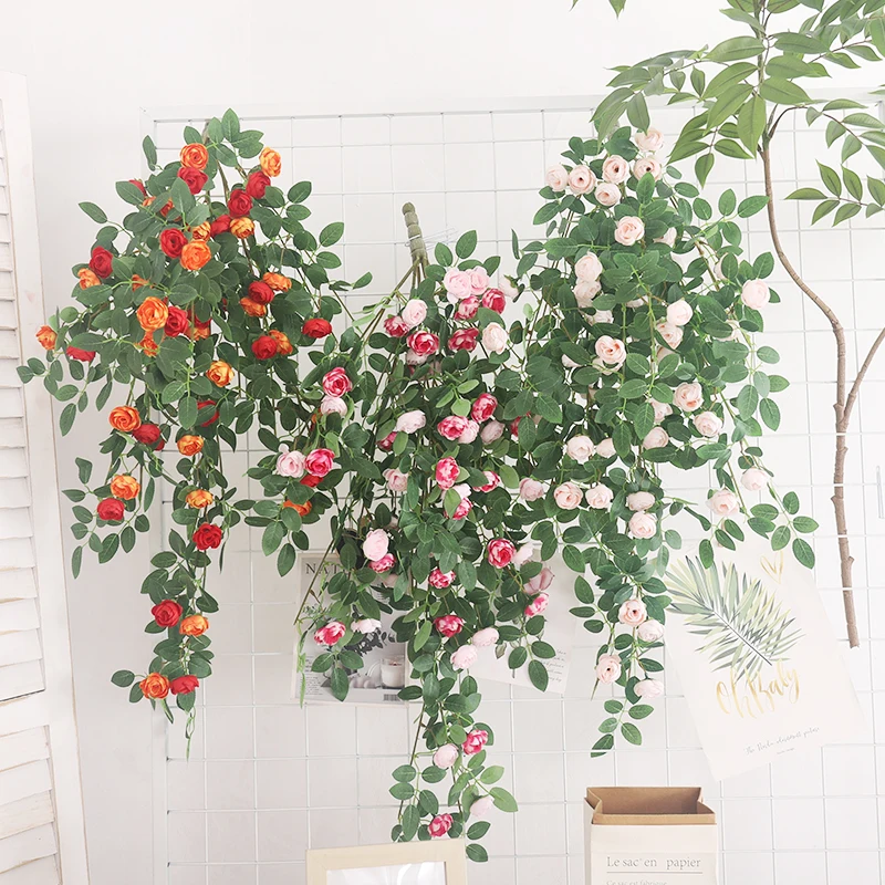 90 سنتيمتر زهرة اصطناعية روز الكرمة حديقة المنزل الجدار الشنق إكليل الزفاف الديكور وهمية عيد الميلاد DIY بها بنفسك ترتيب أوراق خضراء #4