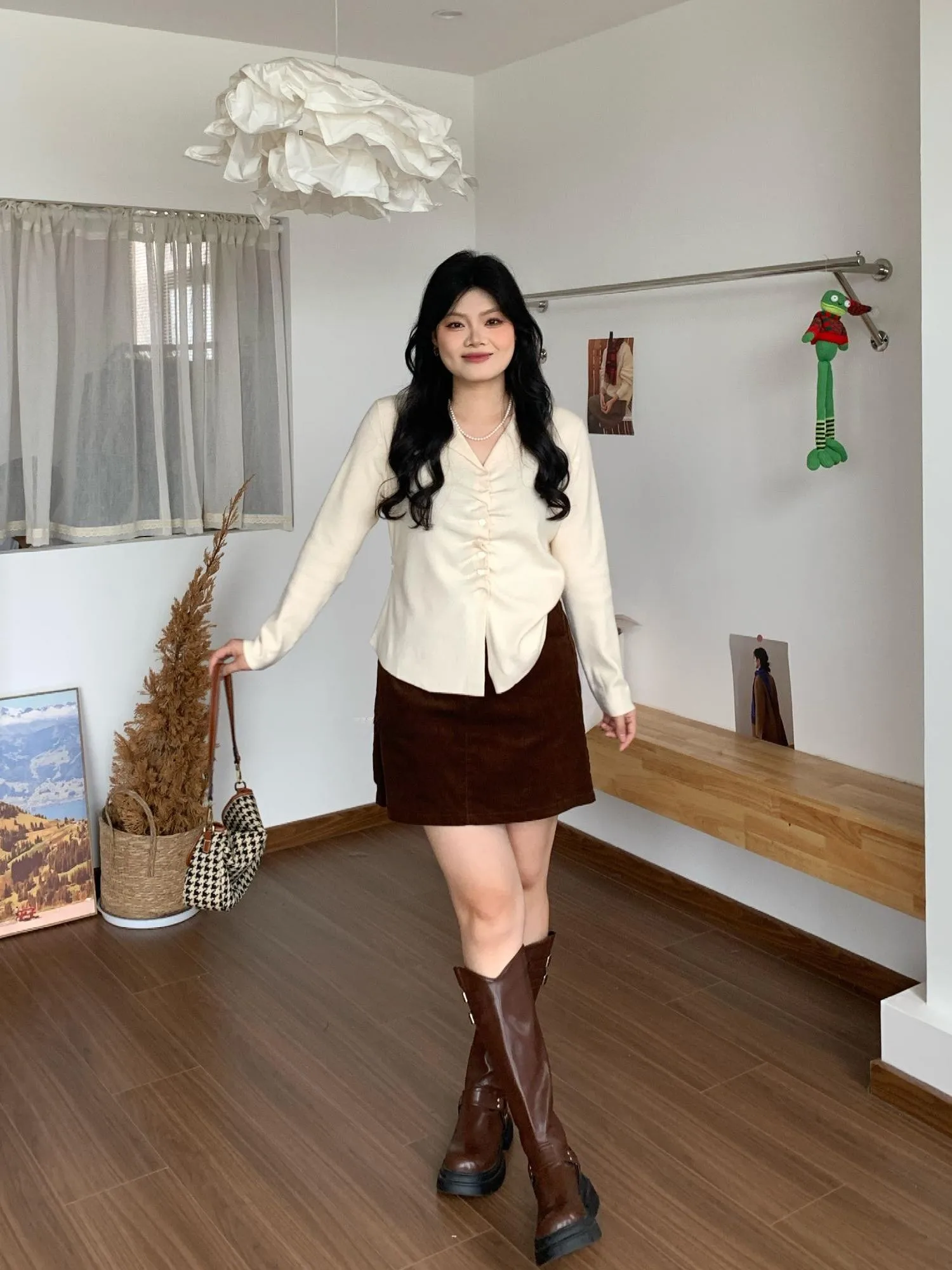 

plus Size Knitwear Long Sve Suit Collar Pleated Korean Sle Simple oulder Wide Range Autumn Season Versatile Top for Girls