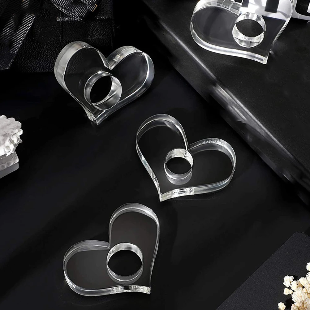 

4 Pcs Heart-shaped Thumb Bookmark Acrylic Bookmarks Bookshelf Opener Holder Page Clear for