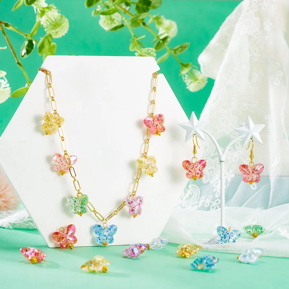 50pcs Butterfly Acrylic Pendants Macaron Color Theme Fragment-filled Embellish Exquisite Charms DIY Jewelry Making Accessories image 5
