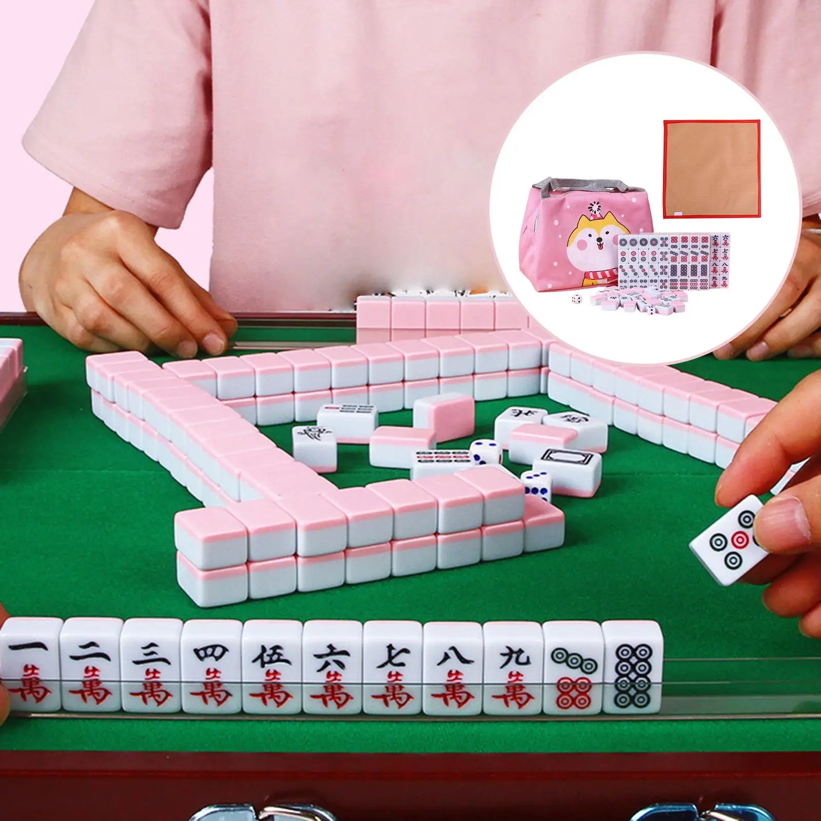 Mini Mahjong Set Activity Game Board Game Traditional Mahjong Set for Party