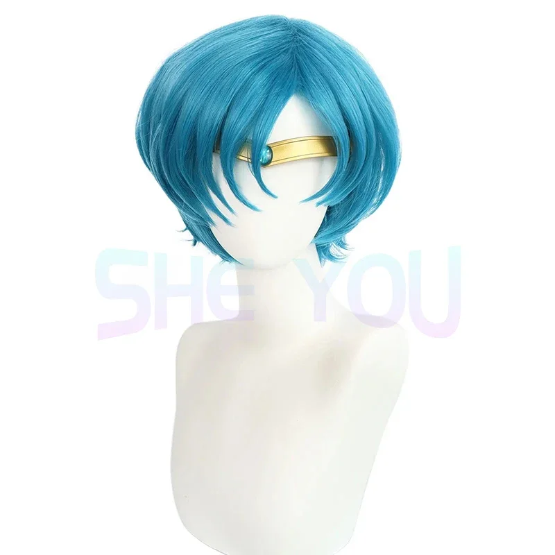 Anime Mizuno Ami Parrucca blu Sailor Mercury Parrucche Cosplay Copricapo Gioco di ruolo Costume cosplay di Halloween