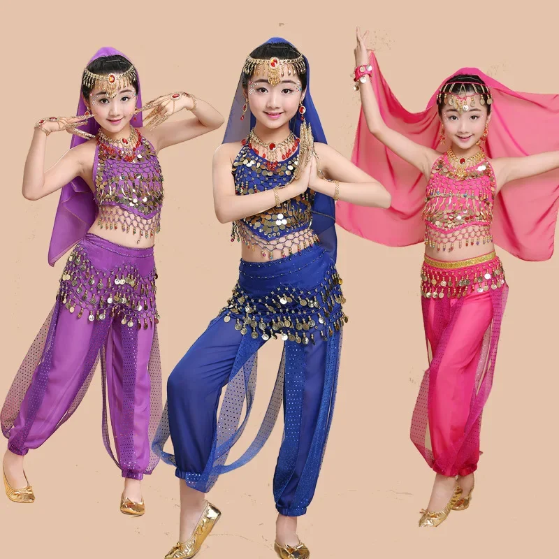 Kids Belly Dance Costumes Set Oriental Dance Girls Belly Dancing India Belly Dance Clothes Bellydance Child Kids Indian 6 Colors