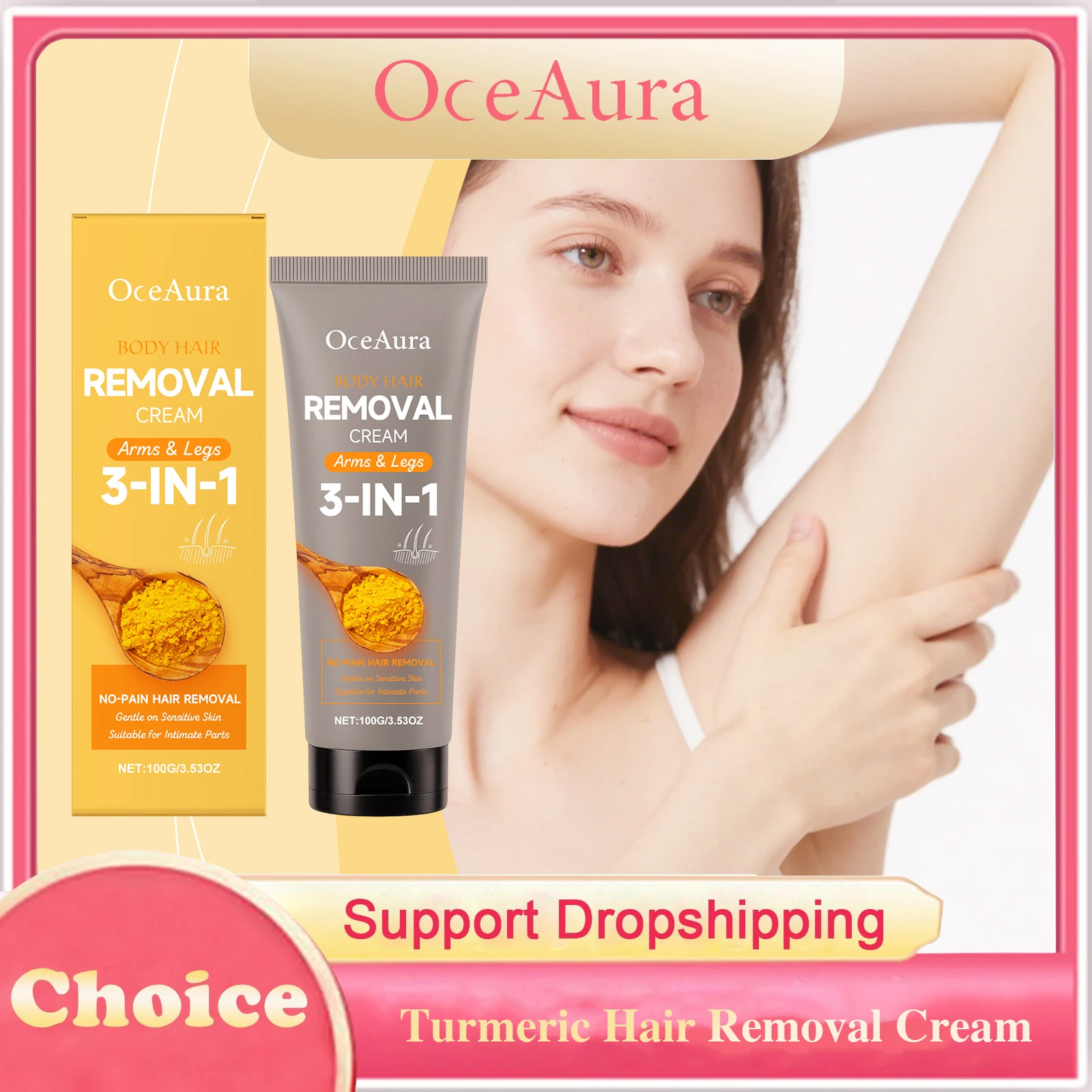 

Turmeric Hair Removal Cream Whole Body Gentle Hair Removal Hair Growth Inhibitor Smoothing Hydrating Painless Depilatory Cream