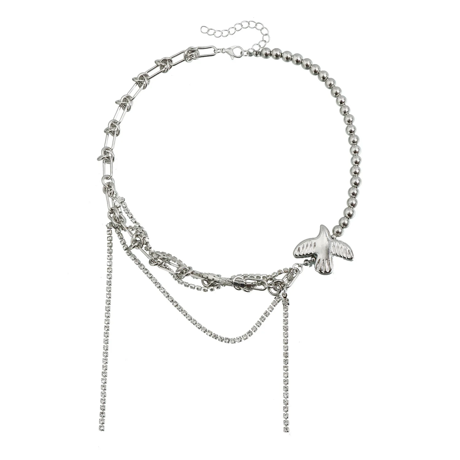 New fashionable trendy and personalized accessories Crystal entwined and spliced bird beaded necklace for women