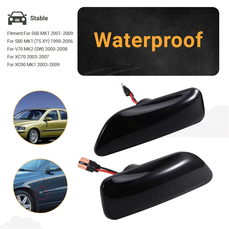 Leading-2 قطعة تتدفق LED الجانب الديناميكي ماركر بدوره مصباح إشارة لفولفو S80 XC90 XC70 V70 S60 2001-2009 #5