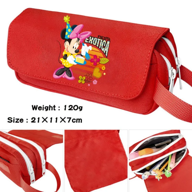 Disney Anime Zippered Pencil Case Mickey Mouse Anime Portable Clutch Mobile Phone Cosmetic Storage Bag Kawaii Boy Girl Xmas Gift