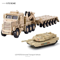 1/72 Military Model US Army M1070 Tank Transporter + M1A2 Abrams Main Battle Tank AH-64 Apache Copter Fighter Collection Toy