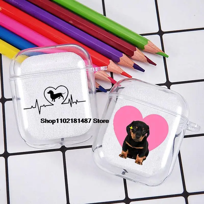 

Cute Dog Dachshund Airpod Cases 3 for 2 1 Pro2 Pods Gen Air Pods Pro Cover Dackel Lovely Pet Earphone Cartoon Clear Box Coque