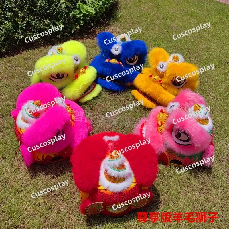 Christmas Chinese Traditional Culture Lion Dance Puppet Mascot Costume for Kid Outfit Dress Carnival Festival Only The Head