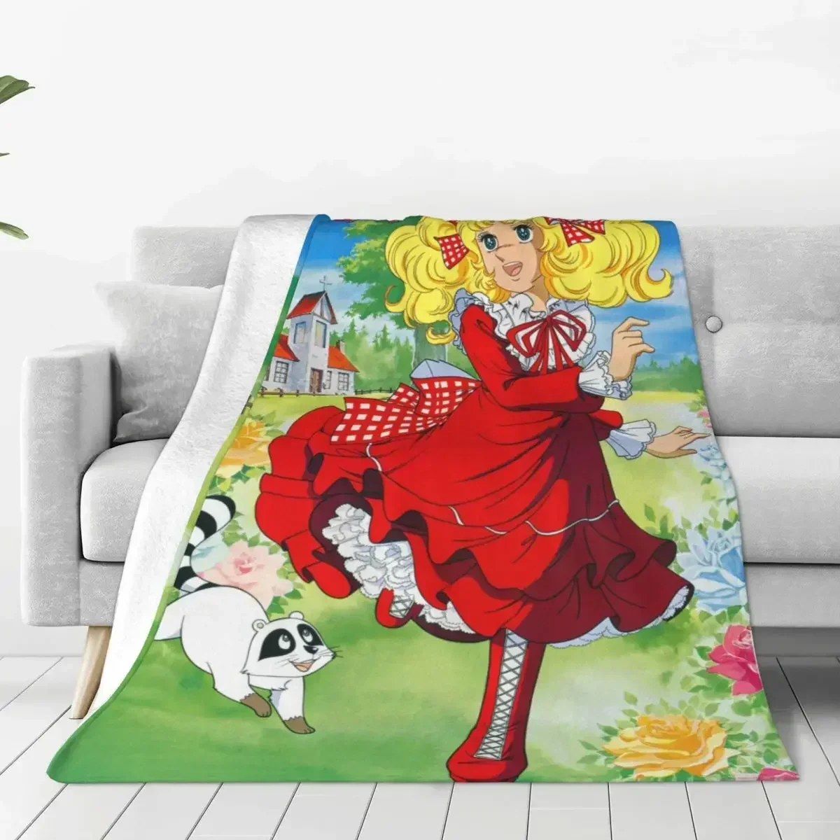 

Candy Candy Anime Knitted Blankets Fleece Kawaii Japanese Anime Super Soft Throw Blankets for Bedroom Sofa Bed Rug