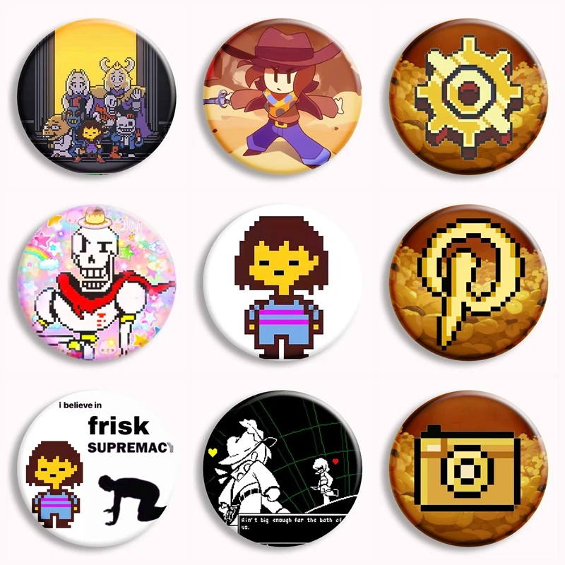 Frisk Papyrus Sans Summer Button Pin Hot Game Undertale Yellow Brooches Badge Bag Decor Jewelry Fans Collect Friends Gifts
