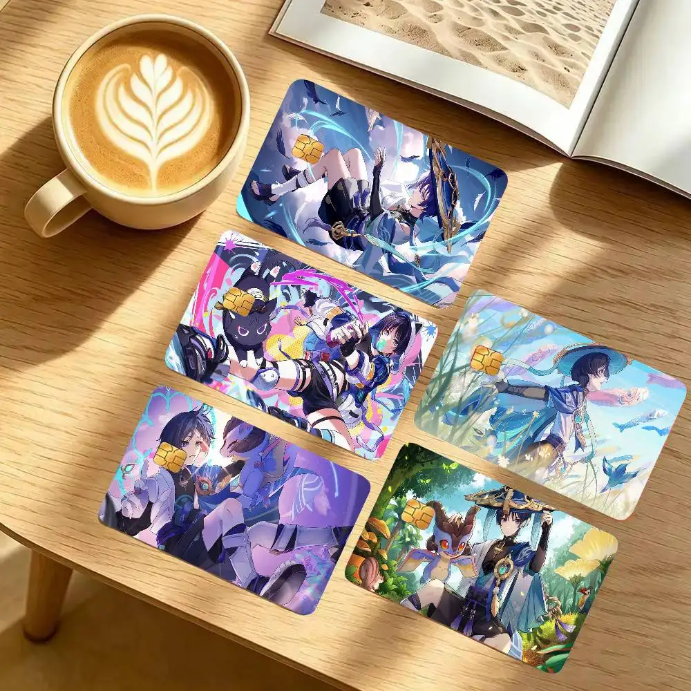 Wanderer Anime Game Genshin Impact Card Sticker 4Pcs Credit Card Skin Anti Scratch Bank Debit Card Decal