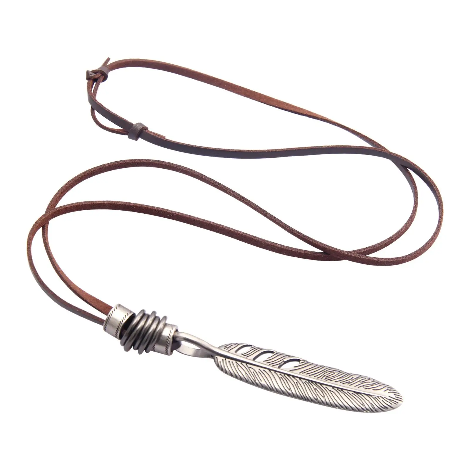 Men Necklace Jewelry Feather Pendant Trendy Hip hop Cord for Daily Work