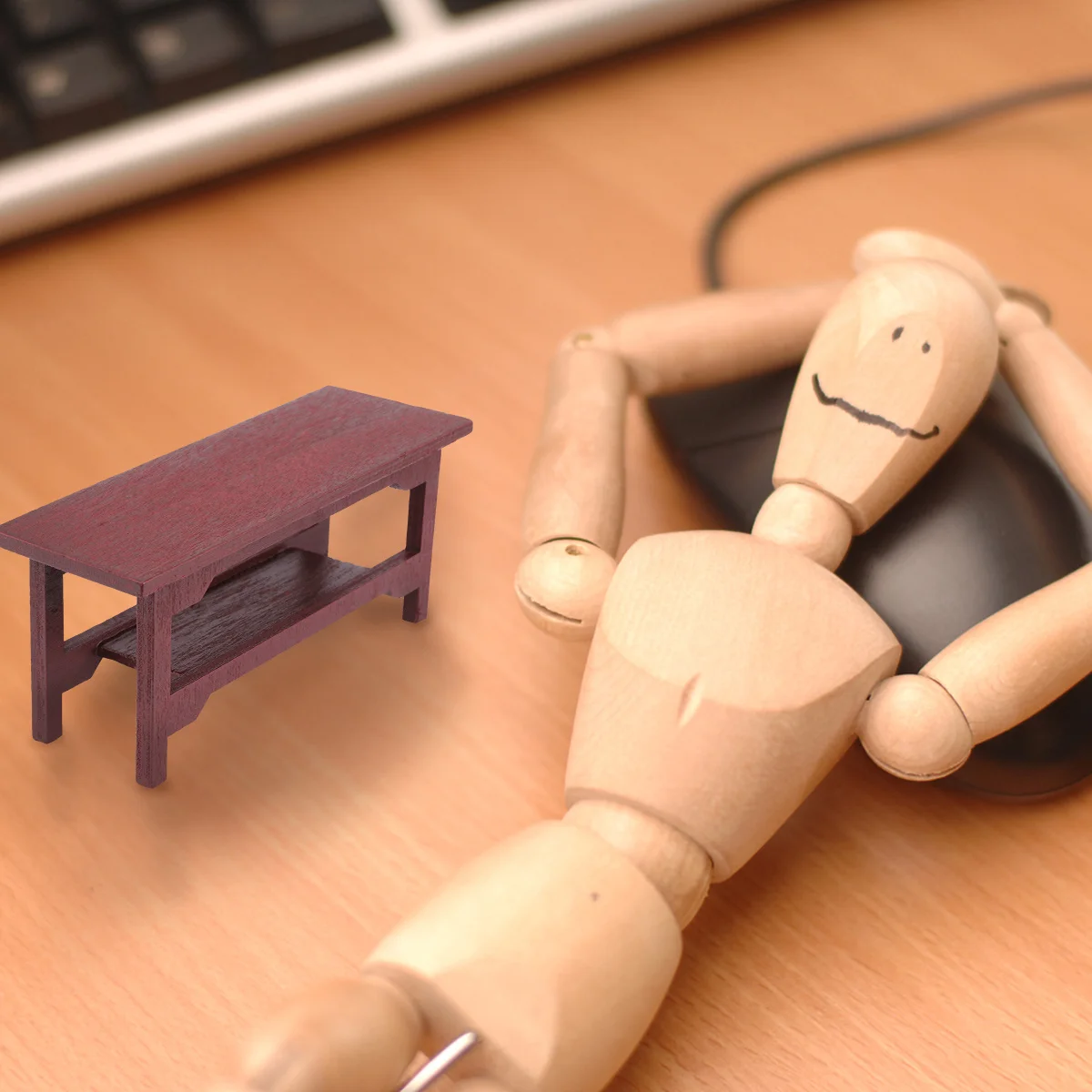 Set di mobili in miniatura da 2 pezzi Decorazioni da scrivania in stile cinese per l'home office Camera da letto Micro paesaggio Mini scrivania in legno Giochi di finzione