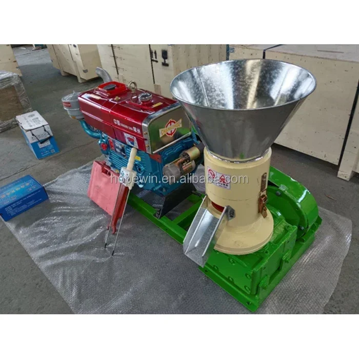 Pellet Mill Machine 200 Model 15hp Diesel Engine Wood Wooden Case Provided HOPE Flat Die Biomass Wood Pellets Making Machine 400