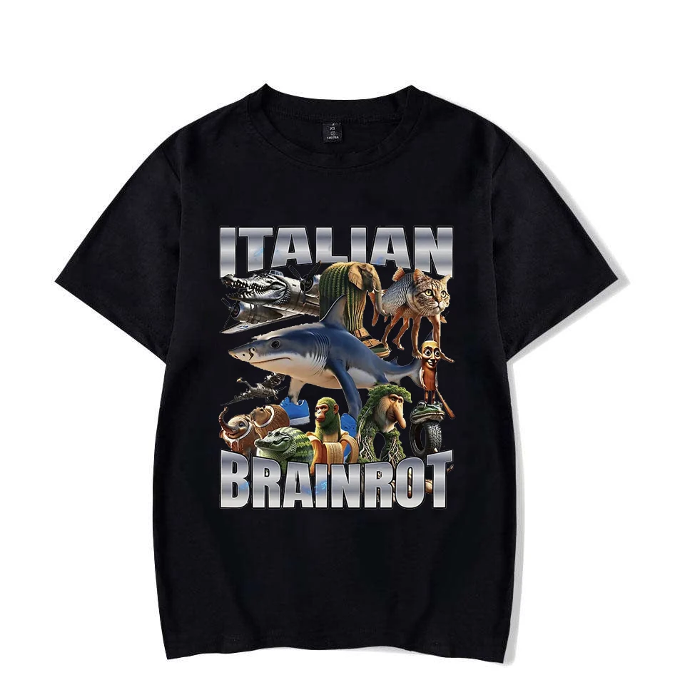 

Italian Brainrot Tralalero Tralala Tung Tung Tung Sahur Bombardiro Crocodilo Funny T-shirt Men Women Fashion Loose T Shirts 2025