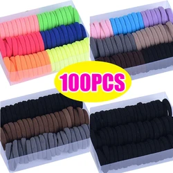 100Pcs Children Girls Basic Hair Bands 2cm Simple Solid Colors Elastic Headband Hair Ropes Ties Hair Accessories Ponytail Holder