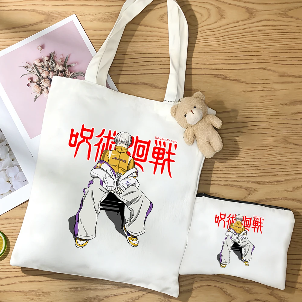 Bolsa de Lona con Estampado Simple de Jujutsu Kaisen, 3 Piezas, Ryomen Sukuna, Fushiguro, Megumi, Bolsa de Hombro con Figura de Anime de Gojo Satoru
