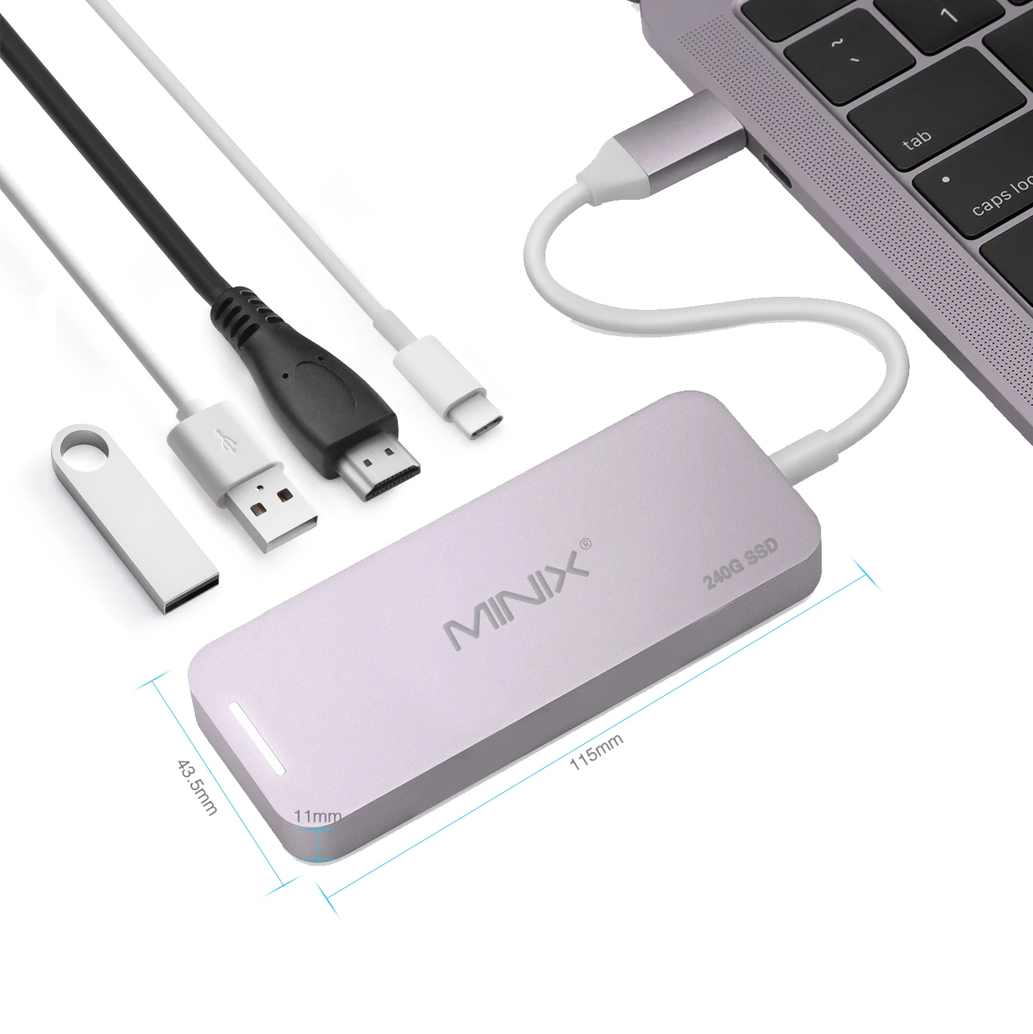 Imagem -02 - Minix-ssd Armazenamento com Várias Portas para Notebook e Telefone Inteligente Hub Tudo-em-um Hdmi Usb 3.0 Usb-c 240gb Venda Quente