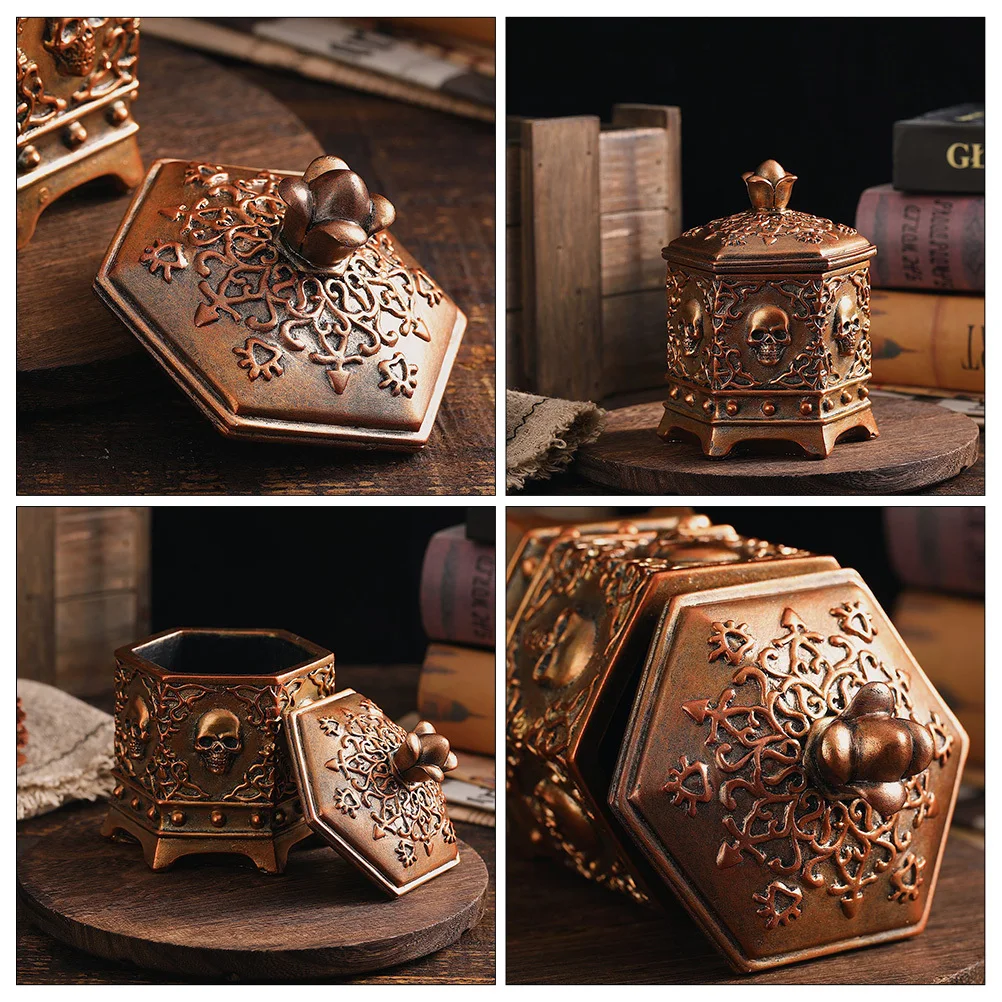Resin Jewelry Cases Organizer for Home Storage Decorative Boxes Skull Holder Style Decoration