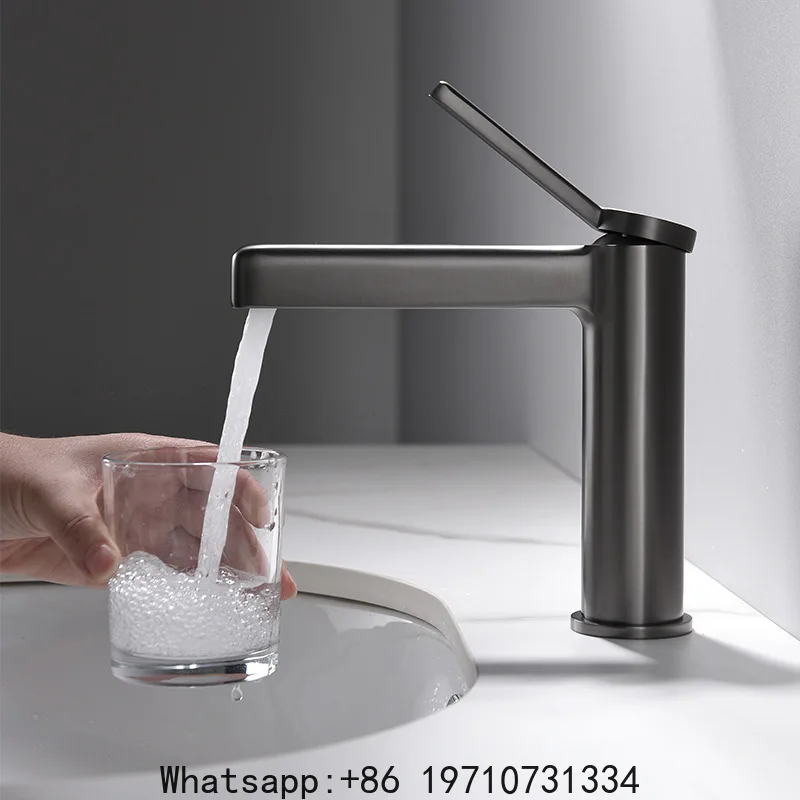 

New Arrival Gray Black Bathroom Basin Faucet Single Handle Single Hole Mixer Tap Deck Mounted Hot and Cold Tap Sink Faucet