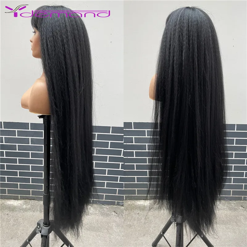 120cm Long YAKI Straight Wigs With Bangs Daily/Cosplay Wigs Heat Resistant Hair For Woman