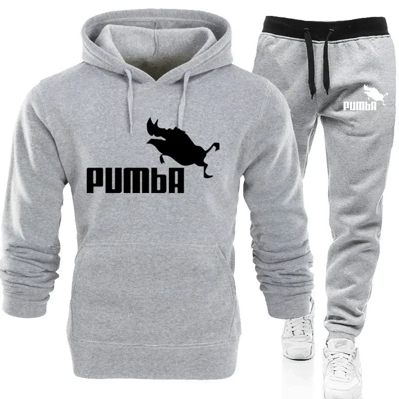 Autumn and winter new men's and women's sweatshirt sets, outdoor casual windproof men's pullover and running pants 2-piece set